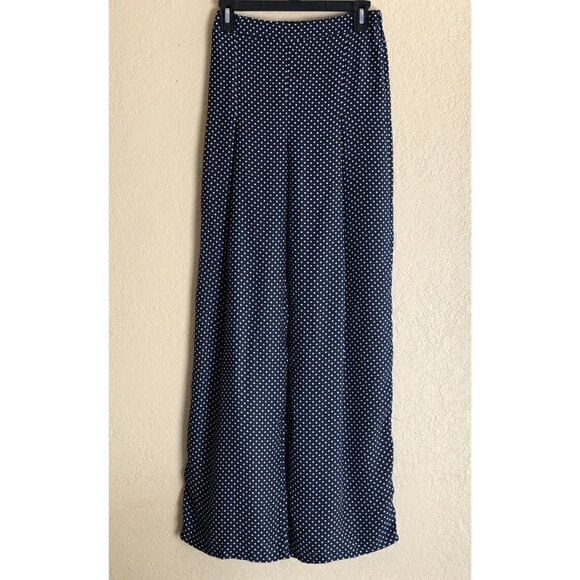 Glamorous Women's Navy Blue Polka Dot Up & Away Wide-Leg Pants Size S Nasty Gal - Picture 11 of 11